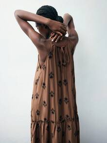 Maija Vestido holgado con estampado y bajo suelto, estilo vacacional, adecuado para el transporte urbano, casual de negocios, uso de oficina, atuendo de maestra, elegante, fiesta de Halloween, Navidad, vacaciones en la playa