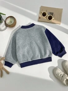 Chaqueta de béisbol casual, deportiva y versátil de estilo universitario, con ajuste holgado, adecuada para otoño/invierno, para niños y niñas, apta para uso diario y actividades al aire libre - Multicolor - Ver 2
