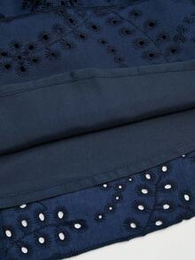 Sweetra Plus Size Women's Vacation Tie-Dye Embroidered Waist Drawstring Halter Casual Ruffle Hem Dress - Navy Blue - View 7