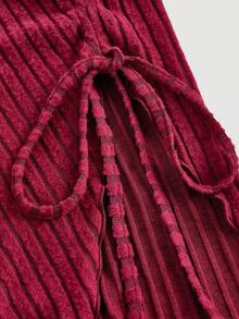 SHEIN MOD Große Größen Damen Rotes T-Shirt mit Kordelzug, asymmetrischem Saum und weiten Ärmeln, Off-Shoulder T-Shirt, Herbstmode für Damen, bequemes T-Shirt