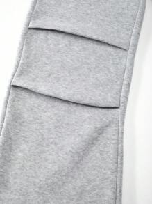 SHEIN Explorewe 少女星星数字印花休闲宽松褶皱羊毛运动裤 - 灰色 - 查看 7