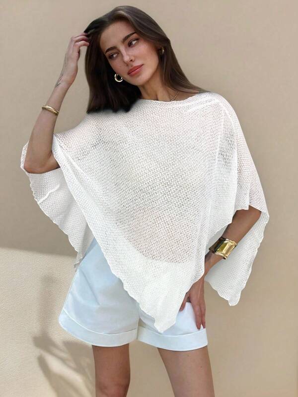 Aloruh เสื้อคลุมไหล่นิตติ้งอเนกประสงค์สีแอปริคอทแฟชั่นใหม่ Jacquard กลวงออก คอคล้องคอปกผ้าคลุมไหล่มัลติแวร์สไตล์พักผ่อนน้ำหนักเบา