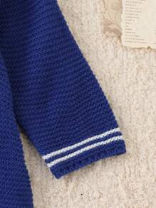 Vestido de cárdigan casual con lazo en la espalda para niñas, otoño/invierno - azul real - Ver 6