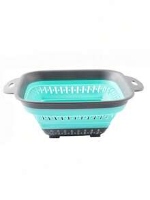 SHEIN 1pc/2pcs Foldable Collapsible Drain Basket, Small/Large, Square/Round Shape, Space-Saving Storage, Convenient For Kitchen Vegetable Fruit Cleaning And Rapid Draining - Multicolor - View 8