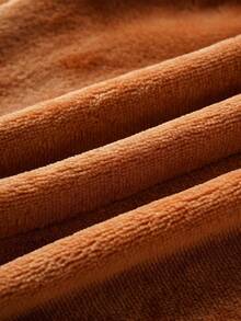 TOM & JERRY X SHEIN 小男孩棕色可爱小老鼠杰瑞刺绣图案立体耳朵早教快乐连帽角色扮演服装，适合秋冬季、万圣节和派对