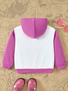 Astro Boy X SHEIN sweat-shirt à capuche à manches longues avec graphique de personnage de dessin animé mignon en blocs de couleurs pour jeune fille - Multicolore - Voir 2