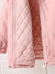 Manteau matelassé pour préadolescentes avec doublure en fausse fourrure, rose, vêtement d'extérieur chaud pour l'école et les activités extérieures en automne - Rose bonbon - Voir 5