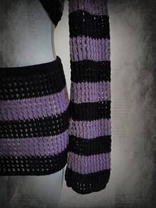 SHEIN Unity Y2K 女款露肩短款镂空针织上衣和迷你裙套装 - 彩色 - 查看 4