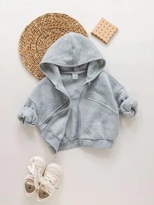 SHEIN Cute Grey Long Sleeve Hoodie Sweatshirt For Baby Girl, Autumn/Winter Fall - Grey - View 6