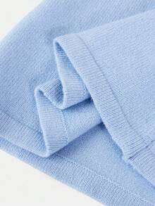 SHEIN Young Girl Loose Casual Minimalist Comfortable Round Neck Long Sleeve Sweater Dress Set,In Fall/Winter - Baby Blue - View 5