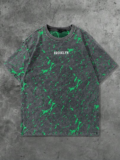 Street Life قميص رجالي بتصميم أمريكي شارعي، قماش خاص بتأثير البرق المتمزق