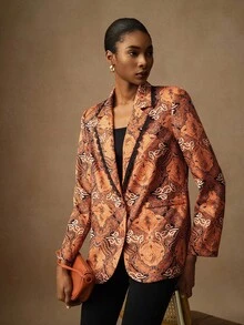 Vesra Blazer rétro pour femmes avec bordure contrastée - Multicolore - Voir 6