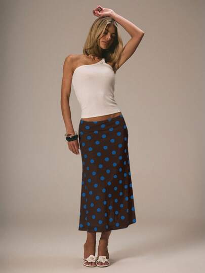 MUSERA Mesh Polka Dot Fun Cute Dainty Girly Summer Midi Skirt Cute, Graduation, Polka Dot Skirt Christmas Party Fall Thanksgiving