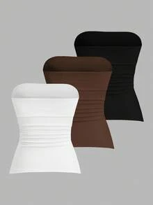 Sweetra 女士休闲百搭抹胸 - 彩色 - 查看 2