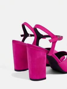 CUCCOO TILAWA 女式尖头铆钉高跟凉鞋 - 玫紅色 - 查看 10