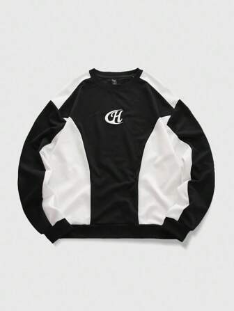 Street Life Sudadera casual de hombre con parches y contraste de colores
