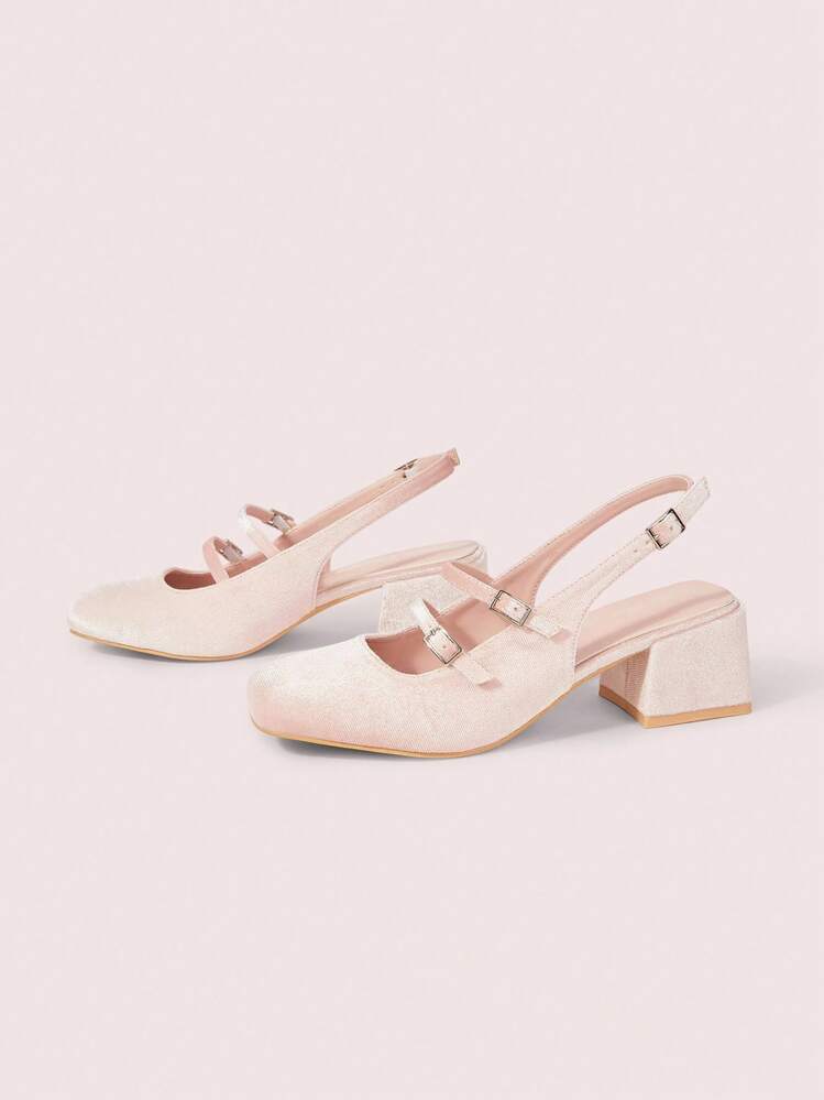CUCCOO DOLLMOD Women's Korean Fashion Cute Mary Jane Thick Heel Square Toe Slip-On Shoes, Pink - Pink - View 5