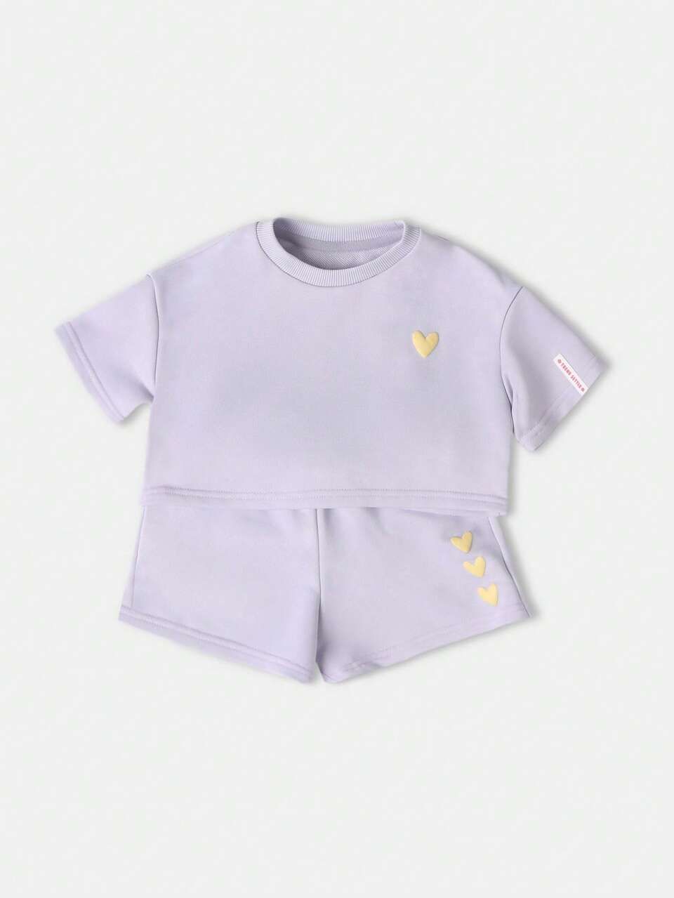 Self Love Crew T Shirt With Matching Shorts Hearts Print