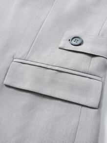 Manfinity Mode Bộ vest công sở thường ngày có ve áo đơn màu tay dài, cổ bẻ và quần dài - Màu Xám nhạt - Xem 7