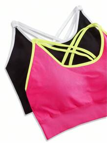 Easithlete 2pcs/Set Plus Size Women Seamless Camisole Sports Bras