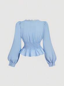 SHEIN MOD Große Größen Weiße Vintage Elegante Spitzenbesatz Offene Vorderseite Bluse