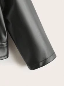 Tween Girl Cool Faux Leather Short Jacket, Long Sleeve