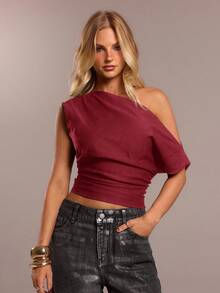 SHEIN Forever 21 女士浪漫/舞会/正式/生日/90 年代服装/商务休闲女士/优雅/西部服装/外出/时尚/休闲/Y2K 服装/俱乐部/办公室/鸡尾酒会/复古/紧身/狂欢节/有趣/优雅/老钱/街头服饰/度假/乡村音乐会/工作服/端庄/春假/单身女郎/音乐会/坏人/基本款/毕业/合身/女牛仔/通勤仙女风格/抹胸/无袖/黑色上衣 - 酒紅色 - 查看 4