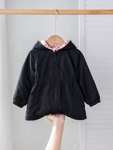 SHEIN Áo khoác có mũ lót giữ nhiệt họa tiết da báo cho bé gái, đa năng cho mùa thu/đông - Nhiều màu - Xem 8