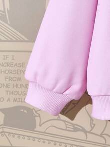 Astro Boy X SHEIN Sweat-shirt-shirt en tricot rose ample à manches longues avec épaules tombantes et motif graphique de personnage de dessin animé mignon pour jeune fille