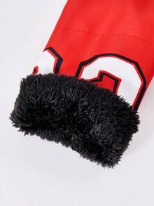 SHEIN Explorewe 女童休闲运动连帽夹克，正面和袖子印有数字和字母，2 个斜插袋，黑色拉链，适合上学、散步、购物、运动、通勤，可搭配短袖/长袖上衣、裤子、背心 - 酒紅色 - 查看 7