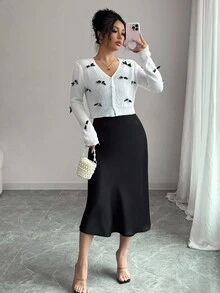 Chiquease 女款蝴蝶结装饰休闲轻便开衫 - 彩色 - 查看 6