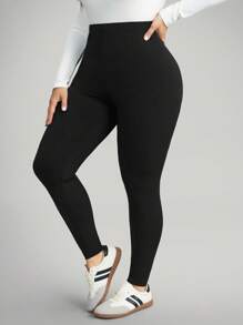 Comfylo Plus Size Women's Casual Solid Color Leggings, Versatile & Minimalist  Work/Office Gym Fall Women Clothes Fall Clothes Plus Size Fall Outfits For Women  Fall Outfits Women Chic,Fall Clothes For Women Stretch Leggings Plus Size Plus Size Yoga Pants Plus Size Leggings High Waisted Leggings Plus Size Plus Size Tights Going Out