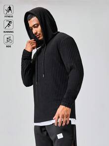 Manfinity Sport Polished Men's Casual Solid Color Hooded Sweatshirt