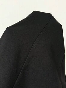 SHEIN PETITE 适合秋冬季通勤。黑色单扣黑色西装外套+西装裤西装套装办公室通勤套装女商务正装女套装女西装两件套女西装套装 - 黑色 - 查看 8