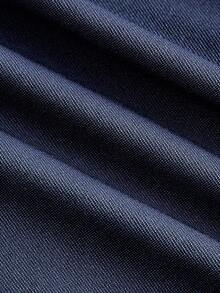 SHEIN MOD Light Yellow 2 Pieces Set: Stand Collar Top & Fitted Skirt - Navy Blue - View 8