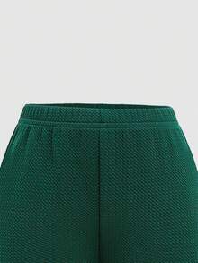 SHEIN 年轻女孩宽松休闲舒适连帽套头衫和裤子套装 - 綠色 - 查看 3