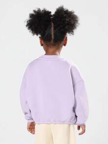 SUMWON Girls Oversized Sweatshirt Cinched Hem Bubble Style With Heart Design Cozy Winter Casual Pullover Soft Cute Wear Sweatshirt Fall - Mauve Purple - View 2