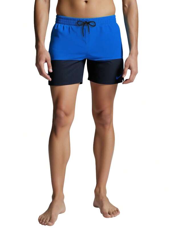 Nike Men's Contrast Color Drawstring Waist Loose Casual Swim Trunks
