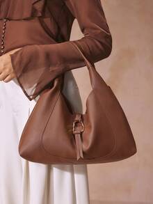 SHECARRY 时尚简约大容量单肩包 - 棕色 - 查看 6