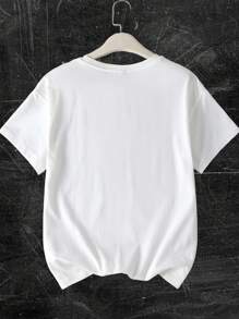 Tseoso Oversized Casual Minimalist Vintage Black & White Rose Graphic Round Neck Short Sleeve T-Shirt For Women, Suitable For Summer, Y2K, Vintage, Streetwear, Hip-Hop, Graphic Tees, Outings, Going Out, Back To School, Parties, Graduation