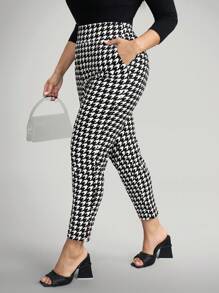 Comfylo 大码千鸟格印花休闲裤 - 彩色 - 查看 7