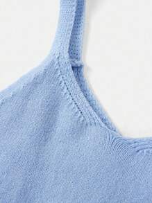 SHEIN Young Girl Loose Casual Minimalist Comfortable Round Neck Long Sleeve Sweater Dress Set,In Fall/Winter - Baby Blue - View 4