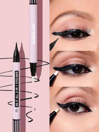 Do It All 2-In-1 Eyeliner Waterproof Matte Eyeliner With A Eyeliner Remover Sweat-Proof Smudge-Proof Easy To Use Be Beginner Friendly Black Eyeliner Gothic Eyeliner Henna Graduation Birthday Holiday Summer Fall Autumn Y2K Fancy Fashion Women Brand Makeup Cosmetic Beauty Party Beach Travel Camping Outdoors School Campus Trip Festivals Decor Gift Present Rose Girl Cosplay Best Color Charm Vibe