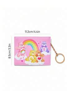 SHEIN X Care Bears 1 chú gấu hoạt hình bằng da PU, gấu Funshine, gấu Share, ví đựng thẻ in hình gấu Tenderheart, có thể đựng tiền xu và tiền mặt, có 2 khe cắm thẻ và 1 móc chìa khóa, phù hợp cho phụ nữ và học sinh - Hồng - Xem 6