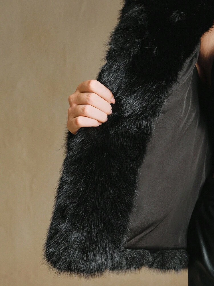 Nuevo abrigo elegante de imitación de piel de zorro para mujer, de estilo otoño/invierno, prenda exterior de moda