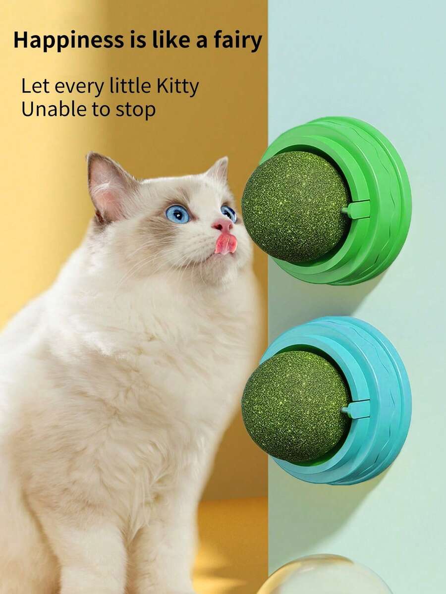 Zazumi 1pc Cat Catnip Ball Adhesive Toy, Cat Chew Scratch Stick, Pet Products, Cat Toys, Pet Teething Boredom Relief Toy, Suitable For Pets, Interactive Wand - Multicolor - View 1