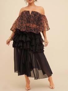 Vixey 露肩印花欧根纱上衣，波西米亚风，波西米亚风女装，夏季上衣 - 彩色 - 查看 4