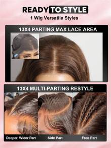 ALL READY WIG Glueless13x4 Chocolate Brown Lace Front Wigs Human Hair With Baby Hair 180 Density Straight Lace Frontal Human Hair Wigs Pre Plucked Hairline 4# Brown Wig 26 Inch - S4 - View 4