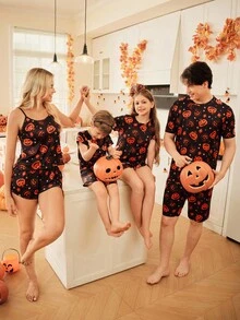 大女孩万圣节南瓜睡衣套装 - 彩色 - 查看 7