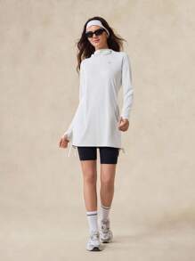 OutZeal 女士白色防晒外套 夏季日常休闲长袖上衣 防紫外线 凉爽触感丝滑柔软 及臀长度 侧边抽绳 - 白色 - 查看 5